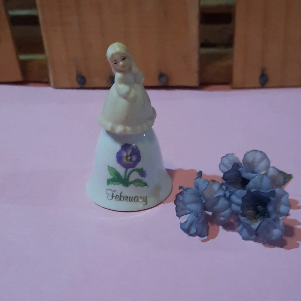 Vintage Miniature birthday girl February Bell